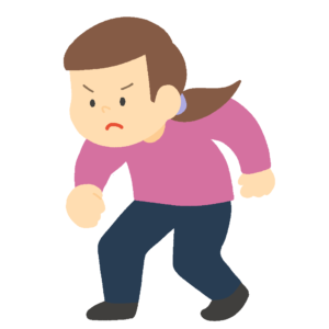 走る準備体制の女性の無料イラスト素材