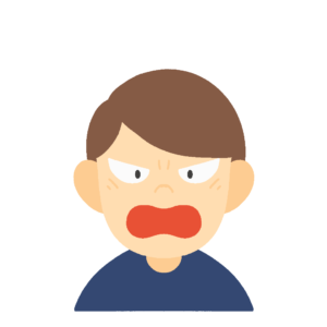目を吊り上げて怒る男性の無料イラスト素材