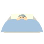 布団で寝むるおじいさんの無料イラスト素材