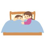 寝かしつけをする母親の無料イラスト素材