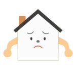困った顔の家のキャラクターの無料イラスト素材