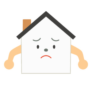 困った顔の家のキャラクターの無料イラスト素材