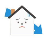 家と下降する矢印の無料イラスト素材