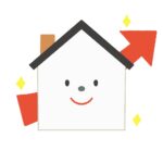 家と上昇する矢印の無料イラスト素材