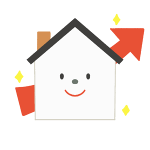 家と上昇する矢印の無料イラスト素材