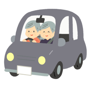 自動車に乗る高齢者の無料イラスト素材