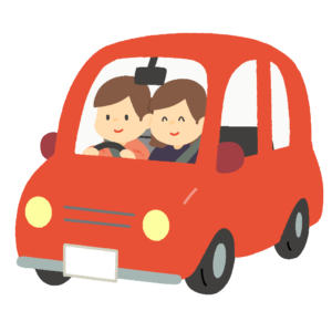 自動車に乗る男性と女性の無料イラスト素材