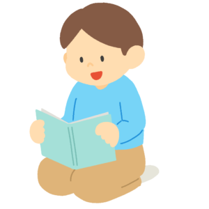 読み聞かせをする男性の無料イラスト素材