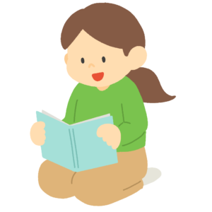 読み聞かせをする女性の無料イラスト素材