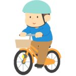 ヘルメットをかぶって自転車に乗る男性の無料イラスト素材