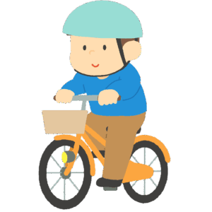 ヘルメットをかぶって自転車に乗る男性の無料イラスト素材