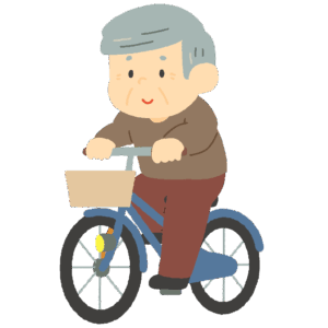 自転車に乗るおじいさんの無料イラスト素材