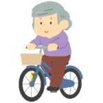 自転車に乗るおばあさんの無料イラスト素材