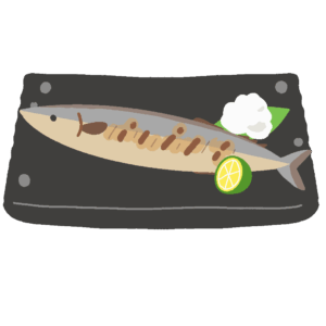 サンマの塩焼きの無料イラスト素材