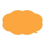 オレンジ色のもくもく吹き出しの無料イラスト素材