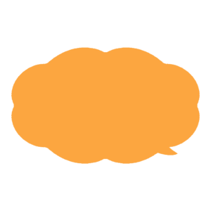 オレンジ色のもくもく吹き出しの無料イラスト素材