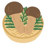 篭に盛られた松茸の無料イラスト素材