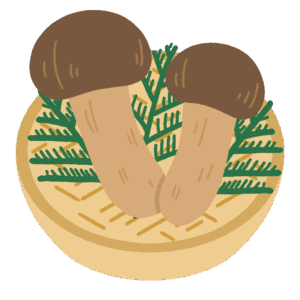 篭に盛られた松茸の無料イラスト素材