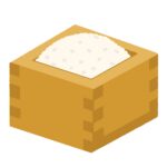 お米が入った枡の無料イラスト素材（和食・収穫・食育・農業・秋の行事）