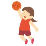 バスケットボールでレイアップシュートをする選手の無料イラスト素材（スポーツ・部活・人物イラスト）