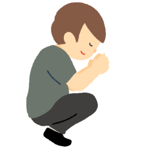 手を合わせて祈る男性の無料イラスト素材