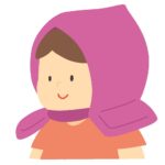 防災頭巾をかぶった女の子の無料イラスト素材