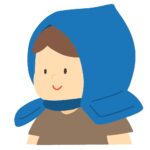 防災頭巾をかぶった男の子の無料イラスト素材