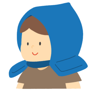 防災頭巾をかぶった男の子の無料イラスト素材