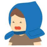 防災頭巾をかぶった男の子の無料イラスト素材