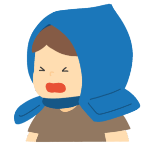 防災頭巾をかぶった男の子の無料イラスト素材