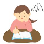 勉強が進まず悩んでいる女性の無料イラスト素材