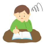勉強が進まず悩んでいる男性の無料イラスト素材