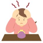 物価上昇で家計に悩む女性の無料イラスト素材
