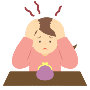 物価上昇で家計に悩む女性の無料イラスト素材