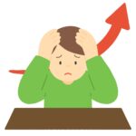 値上げ・物価高騰に頭を抱える男性の無料イラスト素材