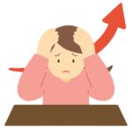 値上げ・物価高騰に頭を抱える女性の無料イラスト素材