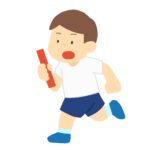 リレーバトンを持って走る男の子の無料イラスト素材（運動会・体育・学校行事・スポーツ）