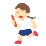 リレーバトンを持って走る女の子の無料イラスト素材（運動会・体育・学校行事・スポーツ）