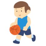 スケットボールのドリブルをする男性の無料イラスト素材（スポーツ・人物・部活・競技）