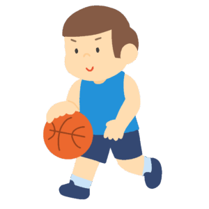 スケットボールのドリブルをする男性の無料イラスト素材(スポーツ・人物・部活・競技)