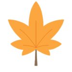 オレンジ色に紅葉した楓の無料イラスト素材（秋・もみじ・落ち葉・季節素材）