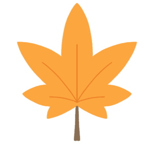 オレンジ色に紅葉した楓の無料イラスト素材（秋・もみじ・落ち葉・季節素材）