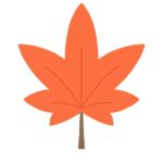 赤色に紅葉した楓の無料イラスト素材（秋・もみじ・落ち葉・季節素材）