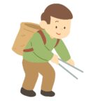 トングで栗拾いやゴミ拾いをする人の無料イラスト素材（環境美化・秋・人物イラスト）