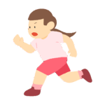 半袖半ズボンで走る女性 (ランニング・運動・健康)