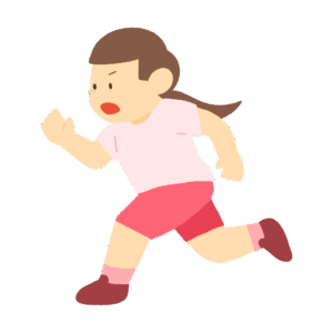 半袖半ズボンで走る女性 (ランニング・運動・健康)