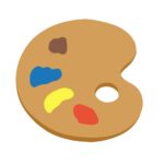 油絵用木製パレット（絵の具つき）の無料イラスト素材