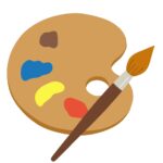 絵の具パレットと絵筆の無料イラスト素材（美術・図工・創作活動・アート用品）