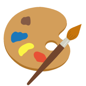 絵の具パレットと絵筆の無料イラスト素材(美術・図工・創作活動・アート用品)