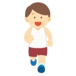 正面から見た走る男性の無料イラスト素材（マラソン・ジョギング・体育・運動）